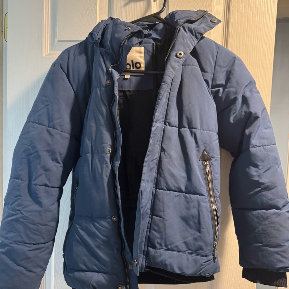 Molo Blue Puffer Jacket with Quilted Design